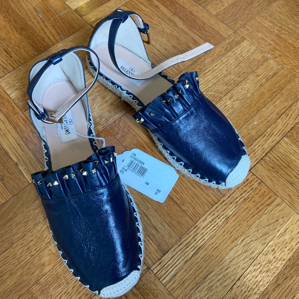 Valentino Authentic New Navy Blue Espadrille